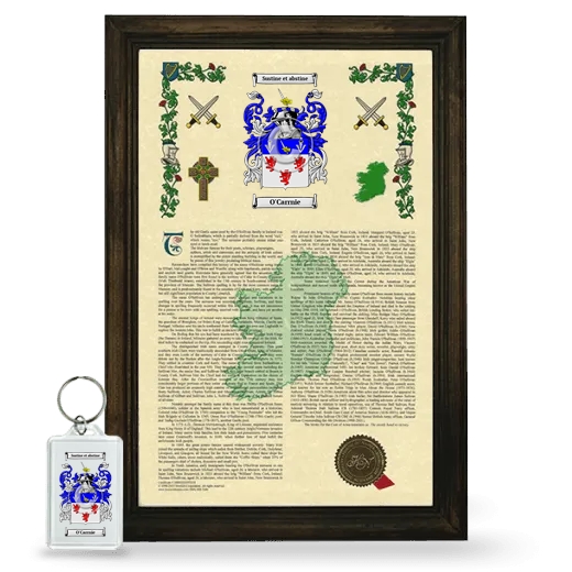 O'Carrnie Framed Armorial History and Keychain - Brown