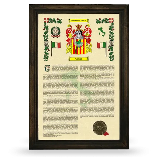 Carino Armorial History Framed - Brown