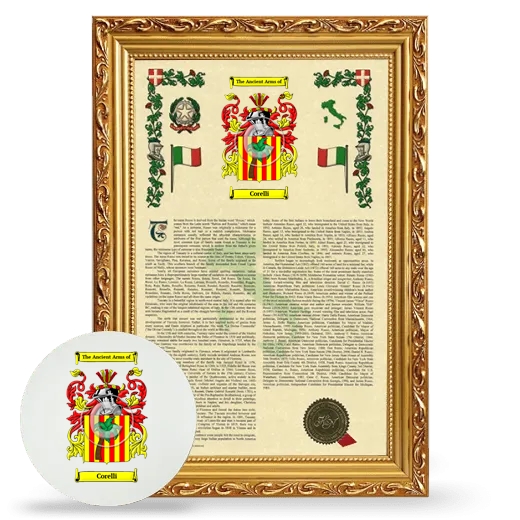 Corelli Framed Armorial History and Mouse Pad - Gold