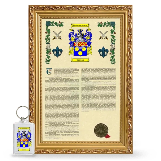 Carreon Framed Armorial History and Keychain - Gold