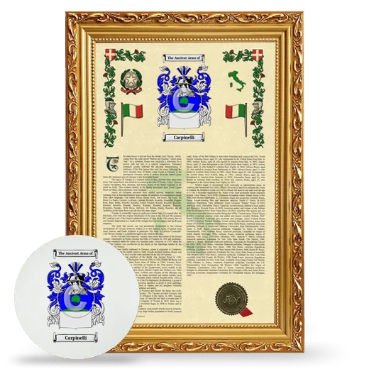 Carpinelli Framed Armorial History and Mouse Pad - Gold