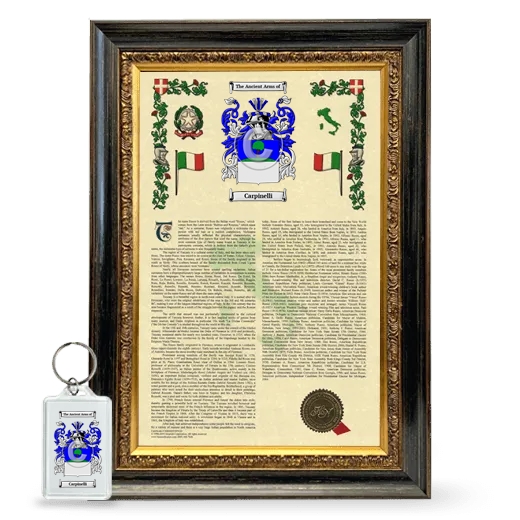 Carpinelli Framed Armorial History and Keychain - Heirloom