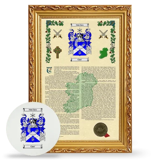 Carr' Framed Armorial History and Mouse Pad - Gold