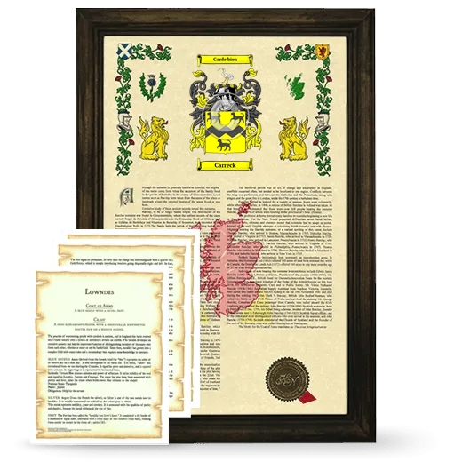 Carreck Framed Armorial History and Symbolism - Brown