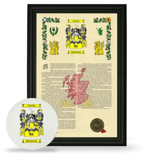 MacCarreck Framed Armorial History and Mouse Pad - Black