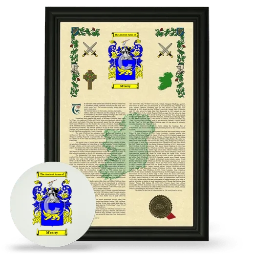 M'carry Framed Armorial History and Mouse Pad - Black