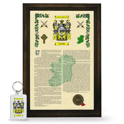 O'Carells Framed Armorial History and Keychain - Brown