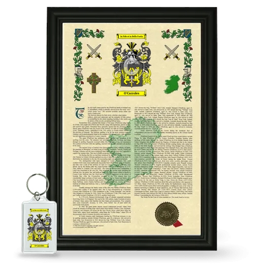 O'Carroles Framed Armorial History and Keychain - Black