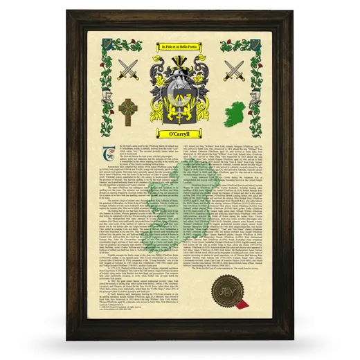 O'Carryll Armorial History Framed - Brown