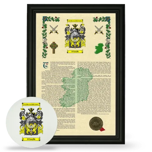 O'Carylls Framed Armorial History and Mouse Pad - Black