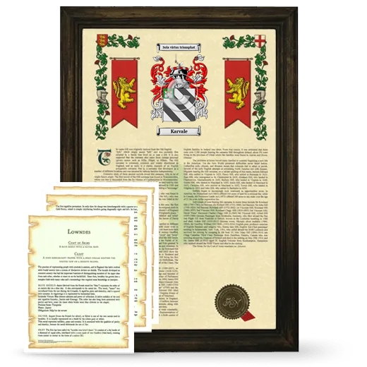 Karvale Framed Armorial History and Symbolism - Brown