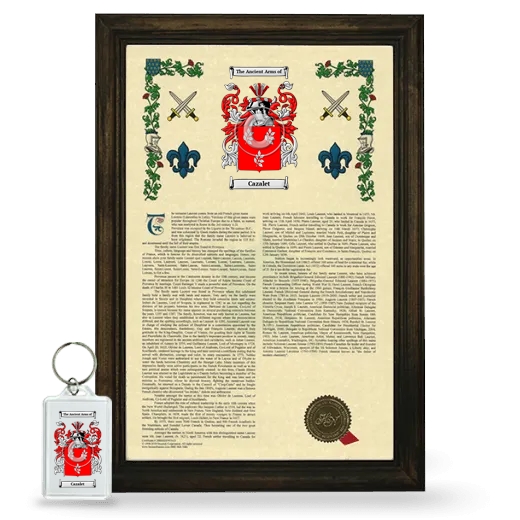 Cazalet Framed Armorial History and Keychain - Brown