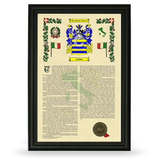 Casino Armorial History Framed - Black