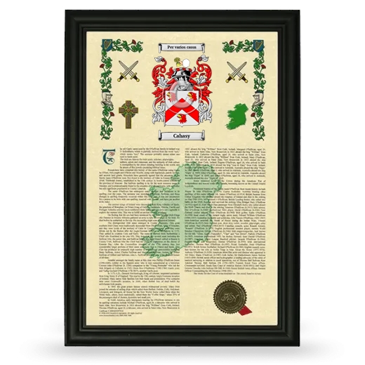 Cahasy Armorial History Framed - Black