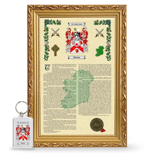 McAsey Framed Armorial History and Keychain - Gold