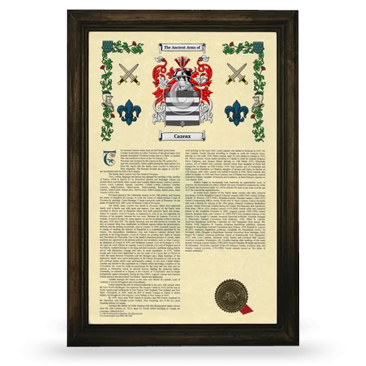 Cazeax Armorial History Framed - Brown