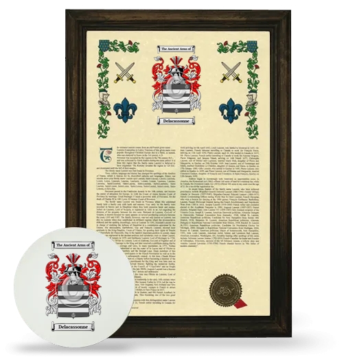 Delacassonne Framed Armorial History and Mouse Pad - Brown