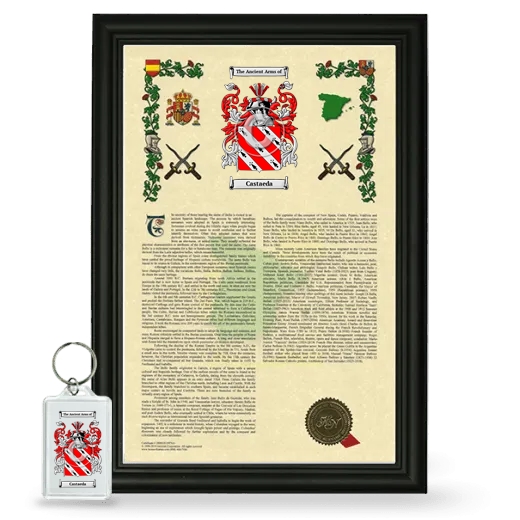 Castaeda Framed Armorial History and Keychain - Black