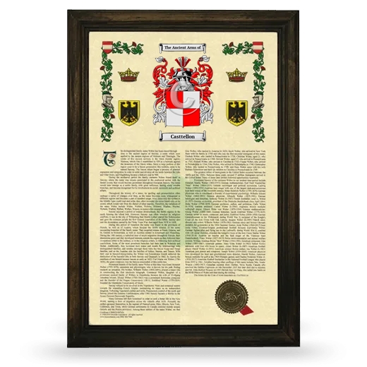 Casttellon Armorial History Framed - Brown