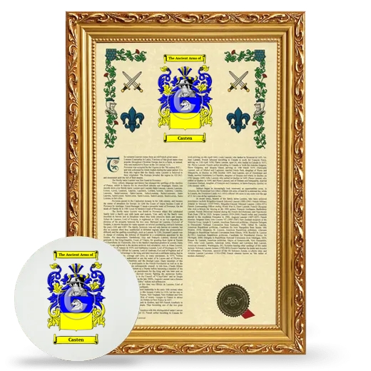 Casten Framed Armorial History and Mouse Pad - Gold