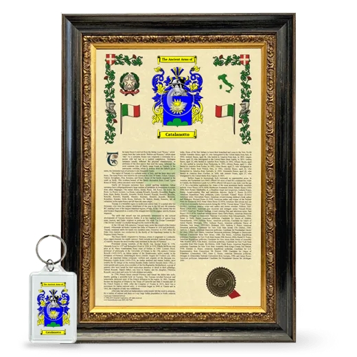 Catalanotto Framed Armorial History and Keychain - Heirloom