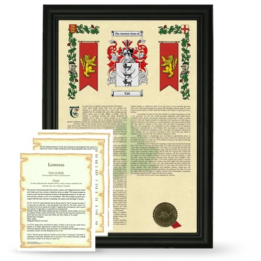 Cat Framed Armorial History and Symbolism - Black