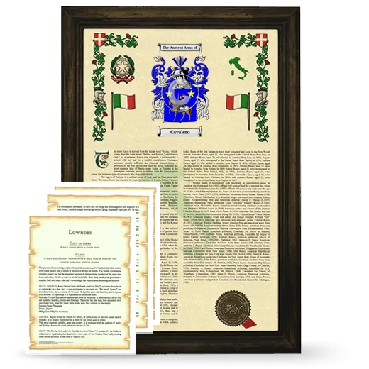 Cavalero Framed Armorial History and Symbolism - Brown