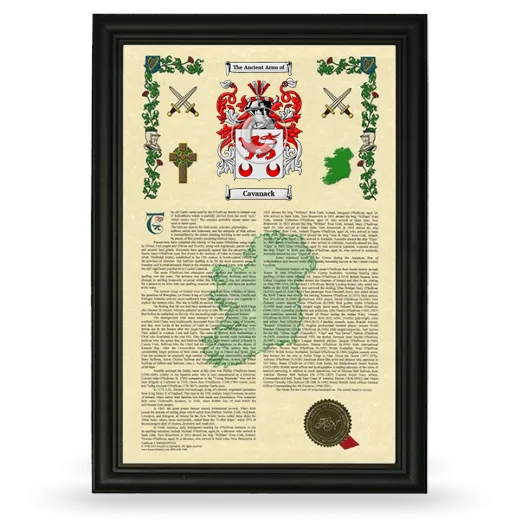 Cavanack Armorial History Framed - Black