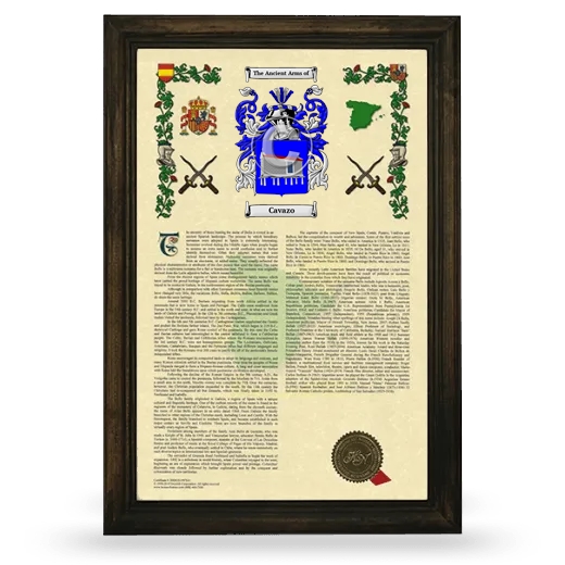 Cavazo Armorial History Framed - Brown