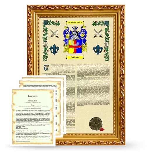 Caillouet Framed Armorial History and Symbolism - Gold