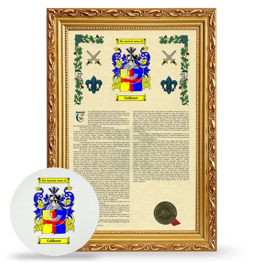 Caillouet Framed Armorial History and Mouse Pad - Gold