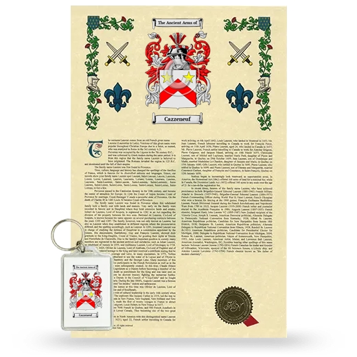 Cazzeneuf Armorial History and Keychain Package