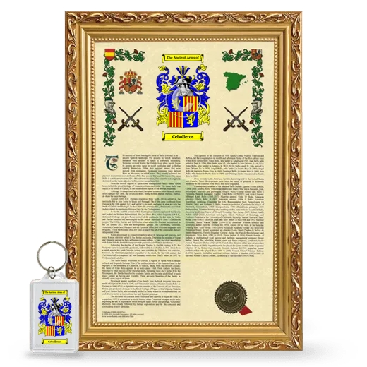 Cebolleros Framed Armorial History and Keychain - Gold