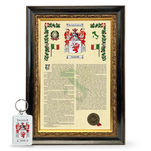 Ceccarelli Framed Armorial History and Keychain - Heirloom