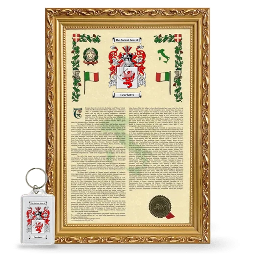 Cecchetti Framed Armorial History and Keychain - Gold