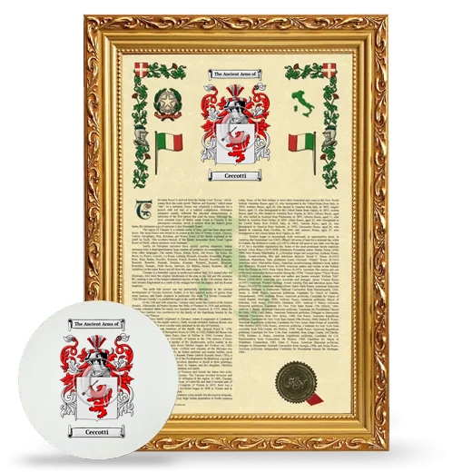 Ceccotti Framed Armorial History and Mouse Pad - Gold