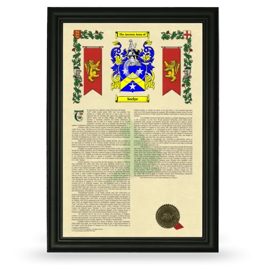 Seelye Armorial History Framed - Black