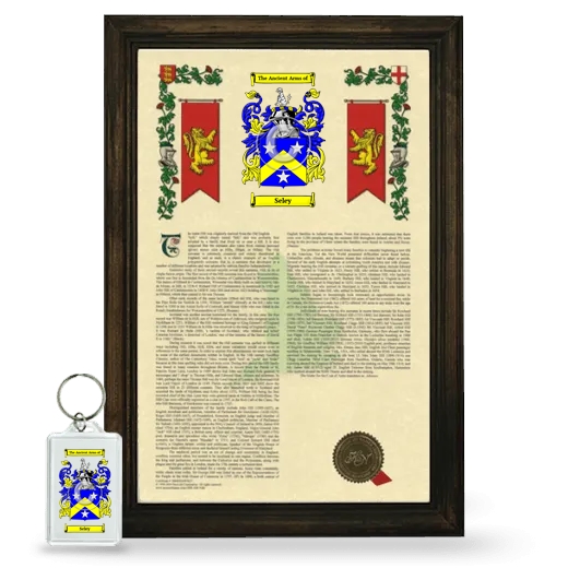 Seley Framed Armorial History and Keychain - Brown