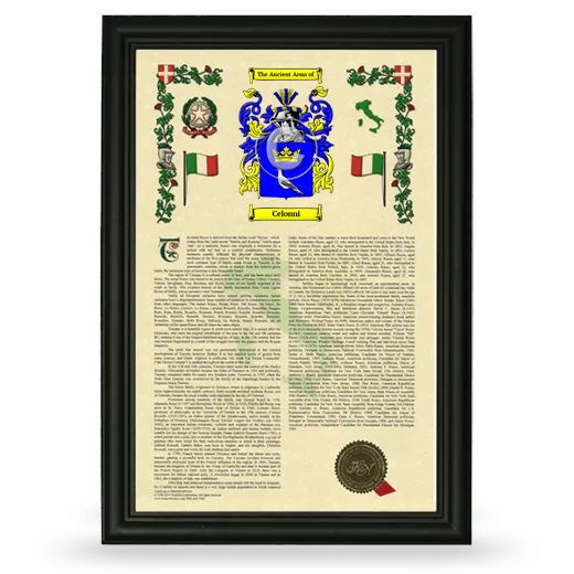 Celonni Armorial History Framed - Black