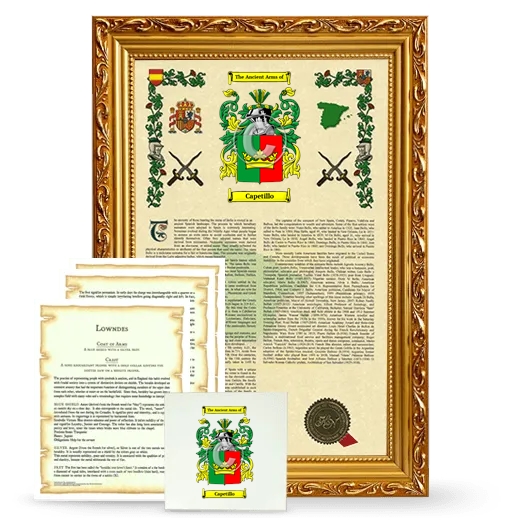 Capetillo Framed Armorial, Symbolism and Large Tile - Gold