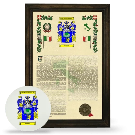 Cesari Framed Armorial History and Mouse Pad - Brown