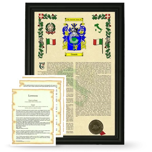 Cesaris Framed Armorial History and Symbolism - Black