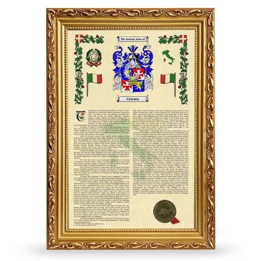 Cescato Armorial History Framed - Gold