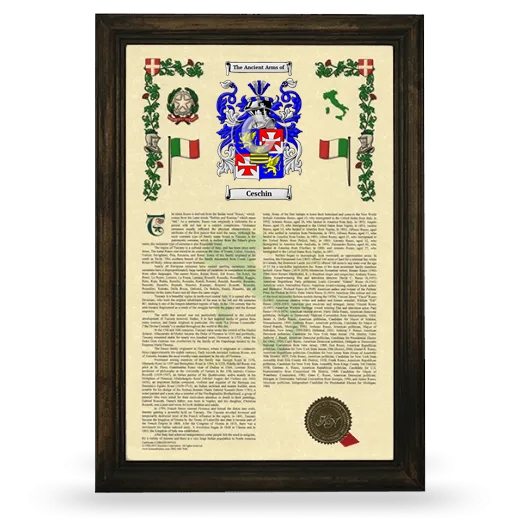 Ceschin Armorial History Framed - Brown