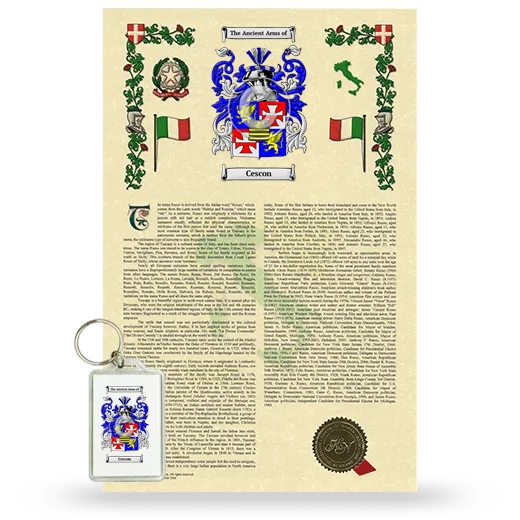 Cescon Armorial History and Keychain Package