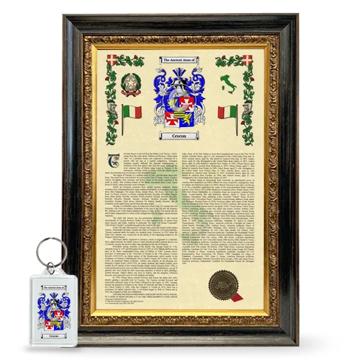 Cescon Framed Armorial History and Keychain - Heirloom