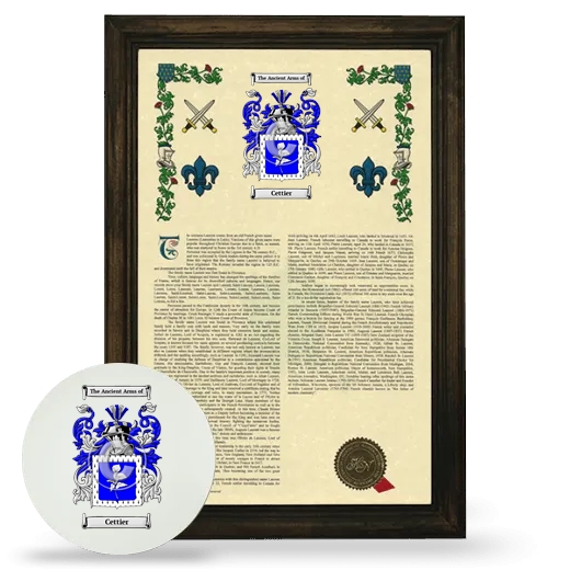 Cettier Framed Armorial History and Mouse Pad - Brown