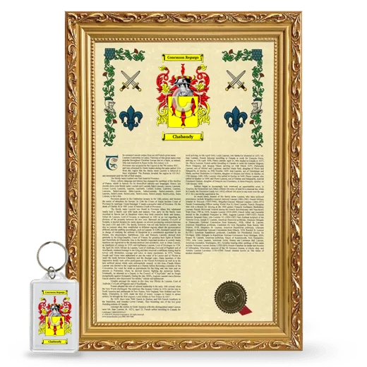 Chabaudy Framed Armorial History and Keychain - Gold