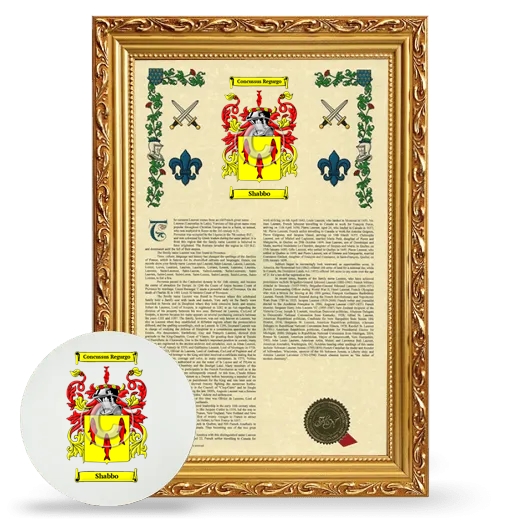 Shabbo Framed Armorial History and Mouse Pad - Gold
