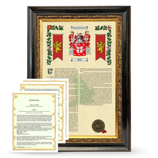 Shad Framed Armorial History and Symbolism - Heirloom
